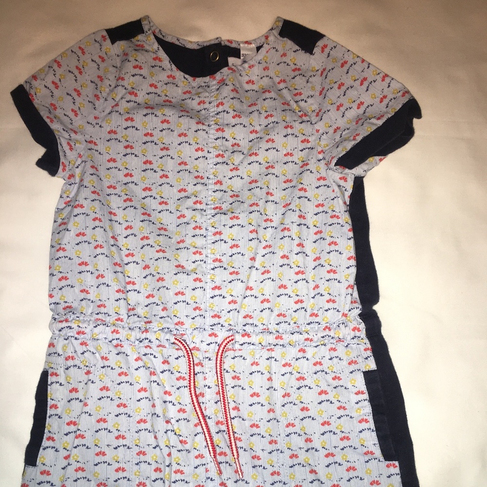 PETIT BATEAU Girls Drawstring Snaps Floral Top 3